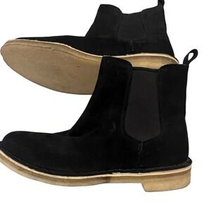 Clarks Desert Peak Black Leather Chelsea Boots Crepe Sole 26127356 Womens 6M